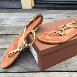 Coach natural leather thong sandal